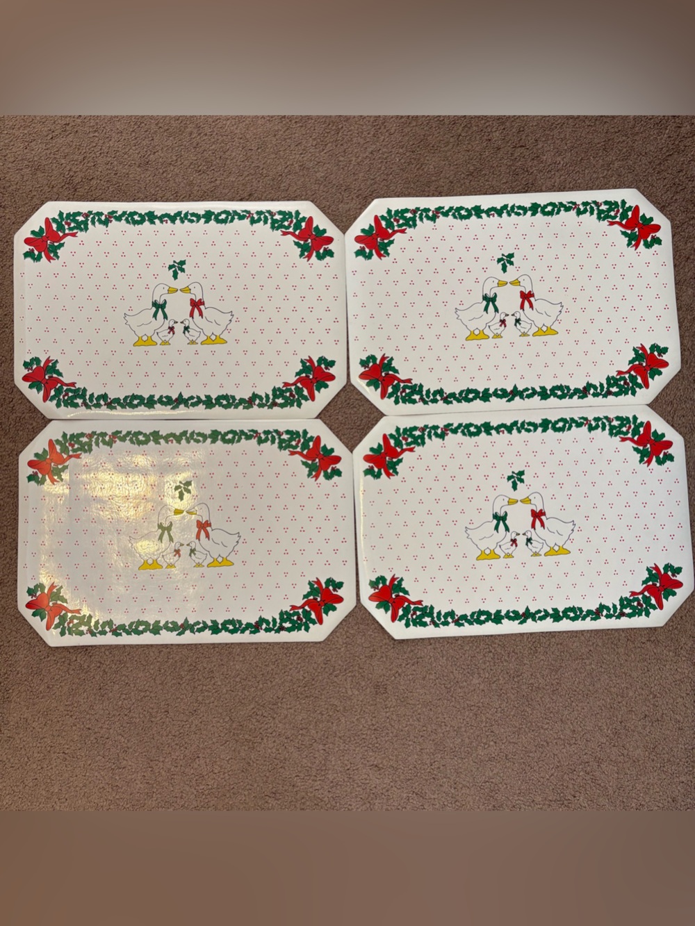 Vintage Kitchen Geese Christmas Placemats Set of 4 1990’s
